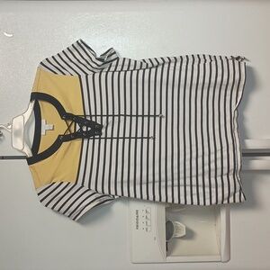 Charter club Women's Navy and White striped short sleeve shirt Size OX